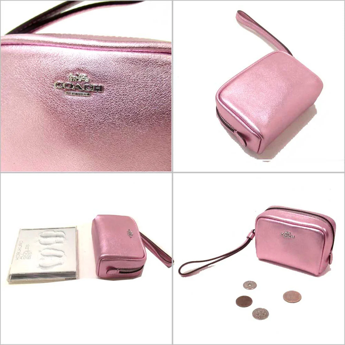 コーチ(COACH) 最新作 ポピー メタリック レザー リストレット ポーチ