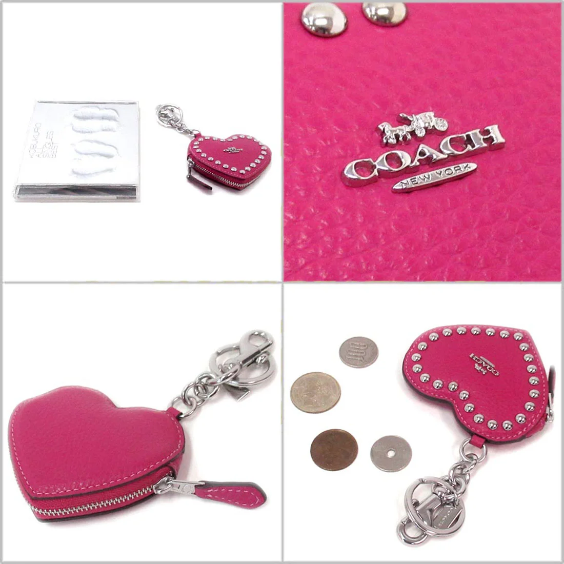 コーチ(COACH) 最新作 ハート パヴェ キーホルダー