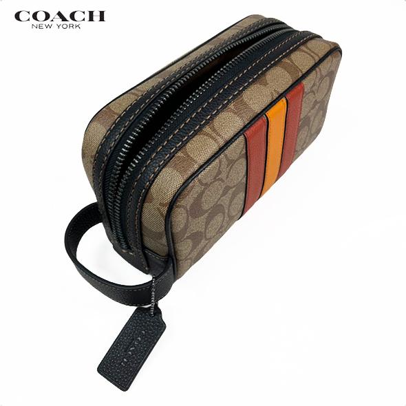 コーチ(COACH) 最新作 シグネチャー ストライプ スモール リストレット ポーチ